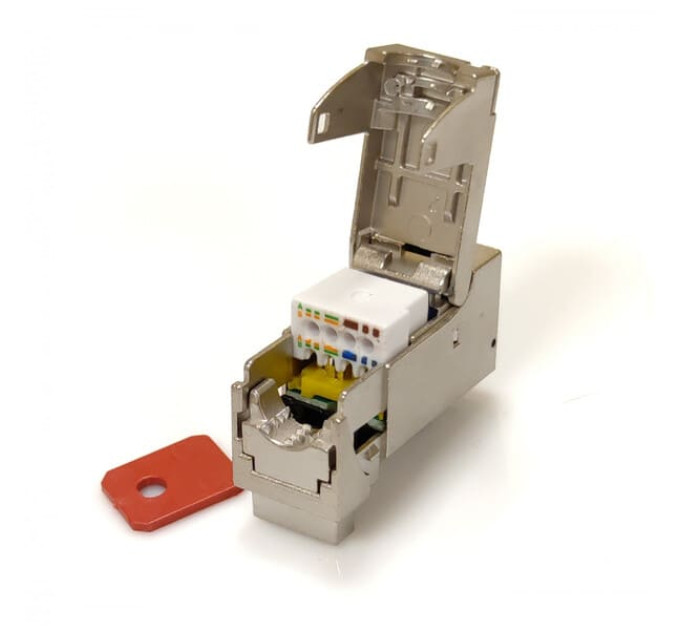 Модуль Corning XS500 STP, RJ45, cat. 6a, toolless, Keystone зі шторкою