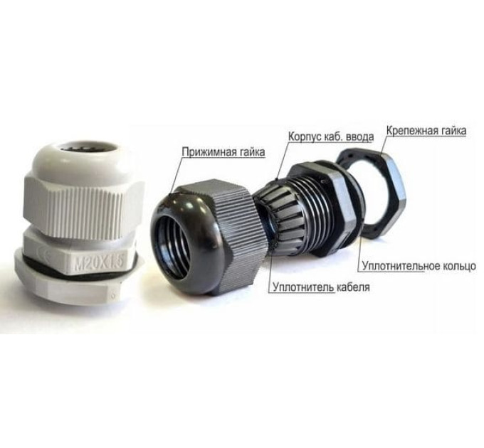 Кабельный ввод M25 Ø13-18мм IP68 TT серый