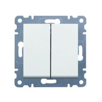 Выключатель двухклавишный универсальный, без рамки, цвет белый, Lumina-2 Выключатель двухклавишный универсальный, без рамки, цвет белый, Lumina-2