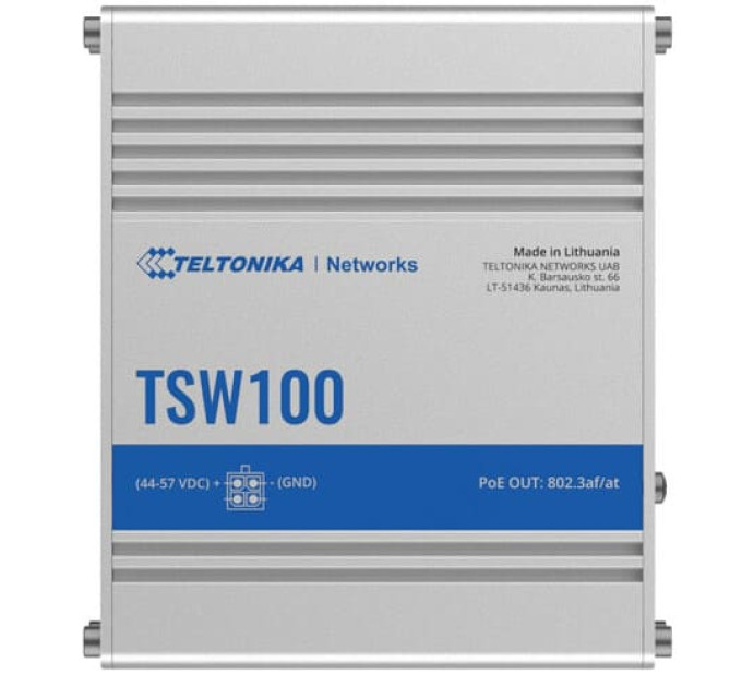 TSW100 5х1000Mb Промышленный PoE+ коммутатор на DIN-рейку Teltonika