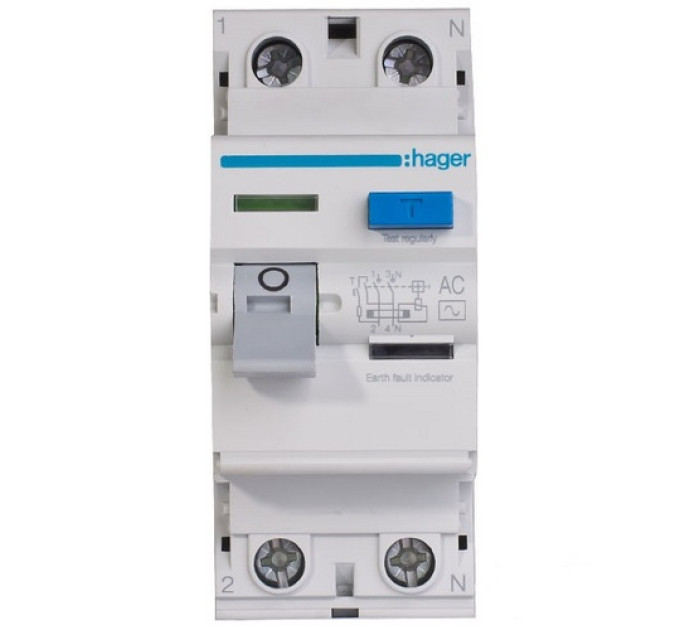 ПЗВ Hager In=63A, 2п, тип AC, 30мА (CD264J)